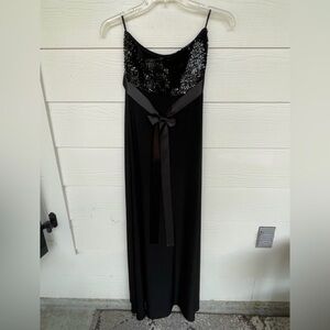 Black Sequin maternity Gown with Bow Detail